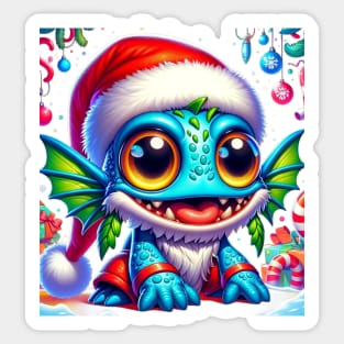 Joyful Baby Murloc in Santa Hat: Christmas Adventure Sticker